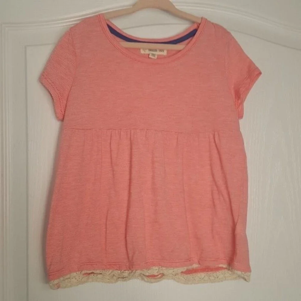 Tucker + Tate Pink Striped Baby Doll Shirt Lace